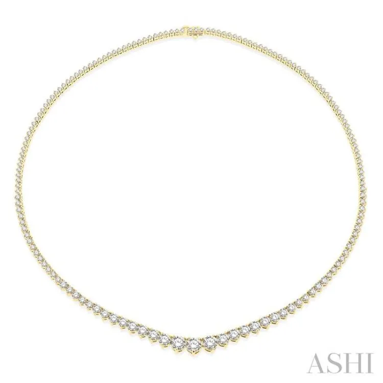 10 ctw Riviera Round Cut Diamond Necklace in 14K Yellow Gold