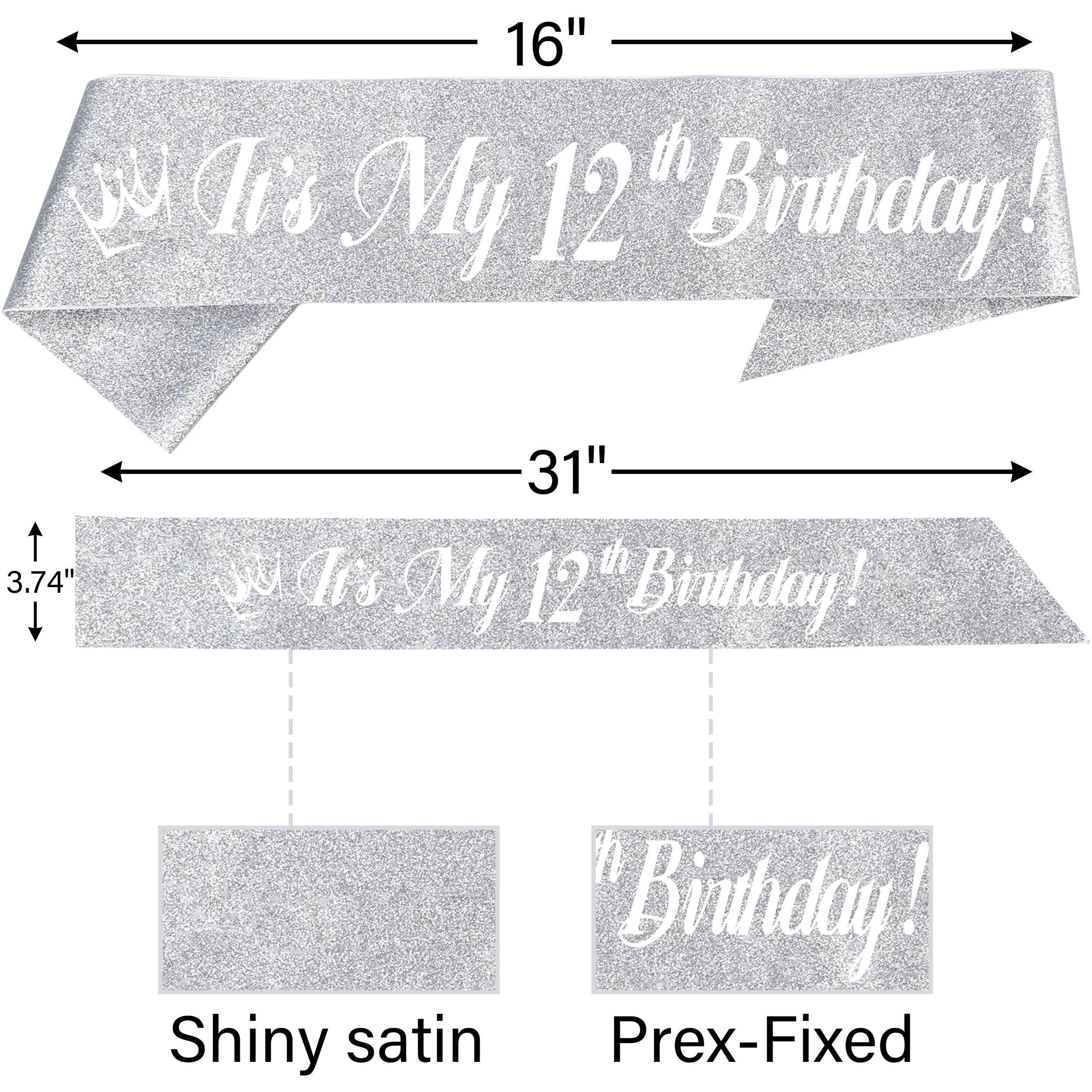 12th Birthday, 12th Birthday Decorations for Girls, 12th Birthday Sash, 12th Birthday