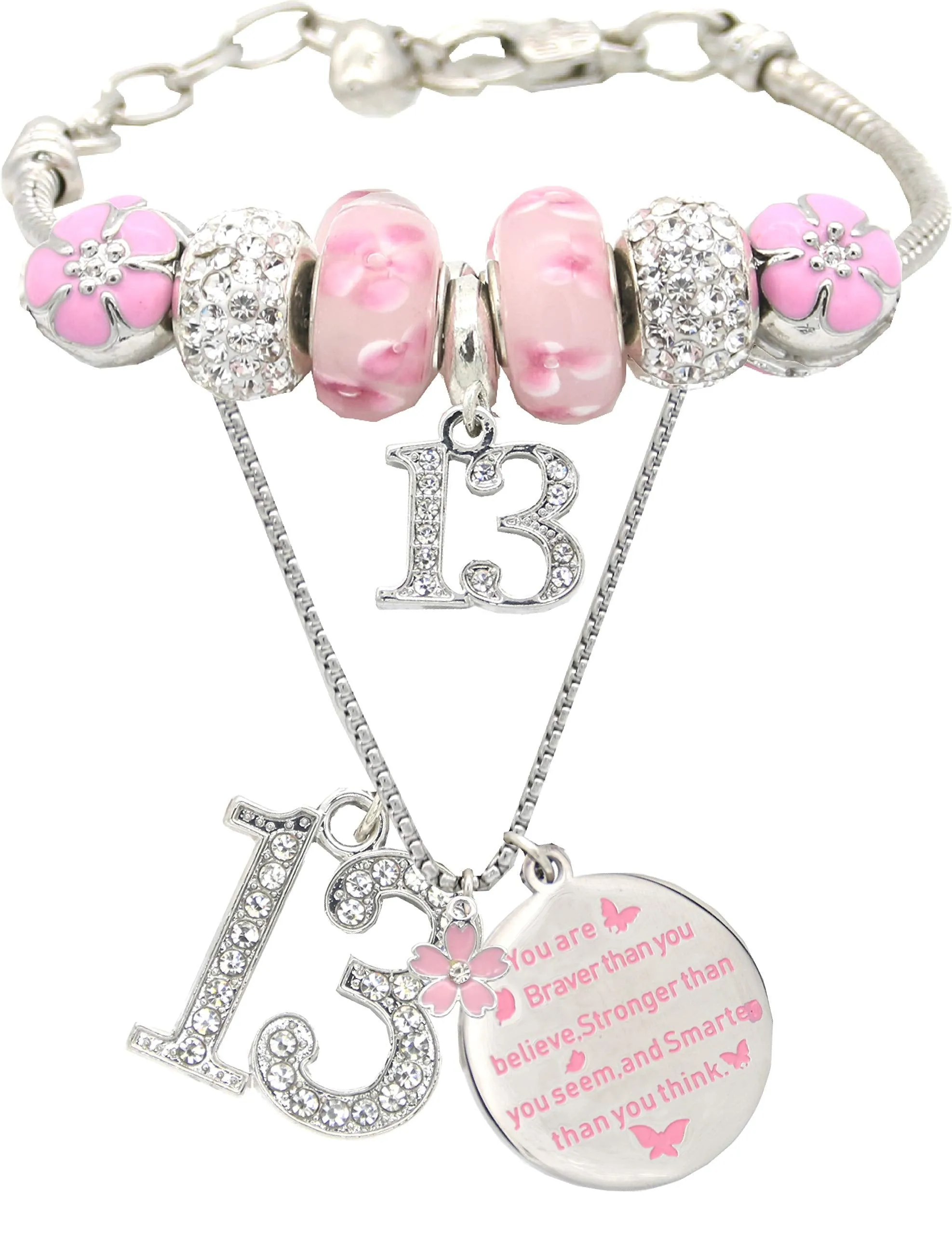 13th Birthday Gifts for Girls, 13th Birthday Charm Bracelet, 13th Birthday Necklace, 13th