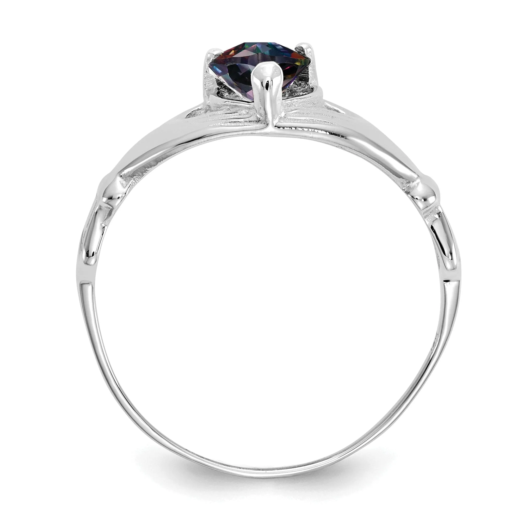 14k White Gold Birthstone Claddagh Heart Ring