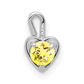 14k White Gold November Birthstone Heart Charm