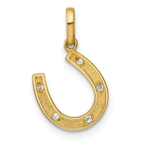 14k Yellow Gold Childrens Horseshoe Pendant