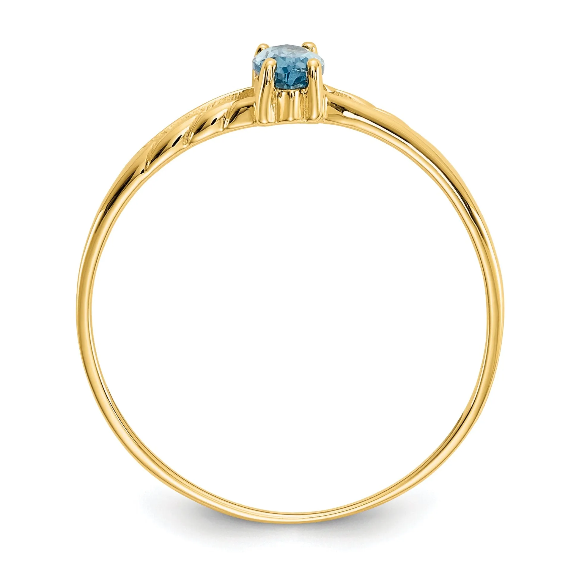 14k Yellow Gold Genuine Blue Topaz Birthstone Ring