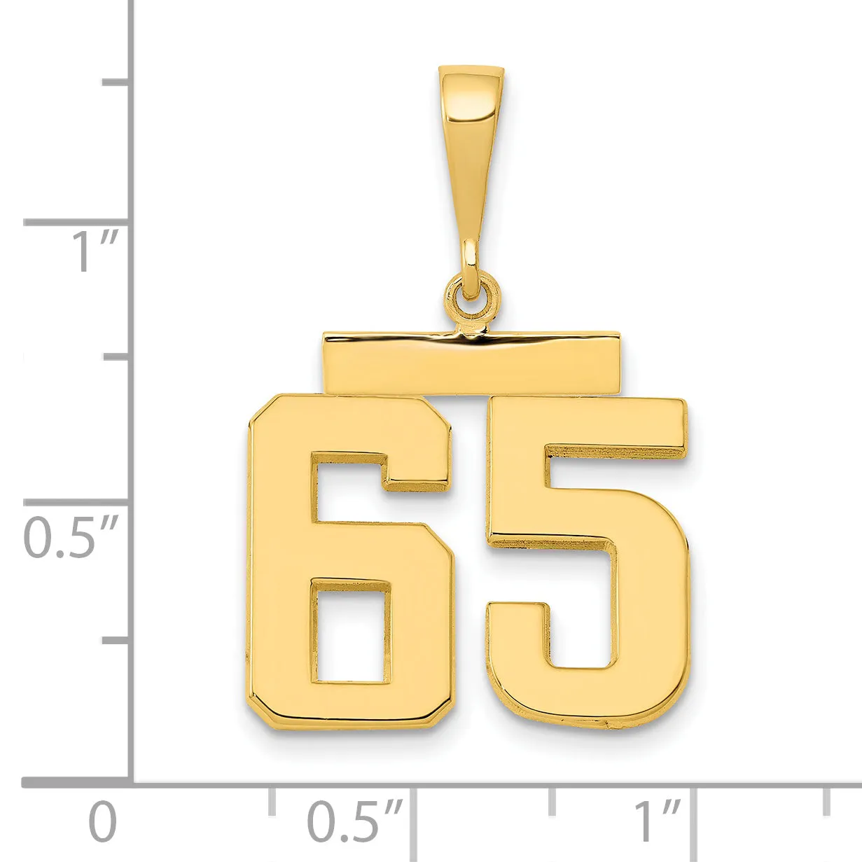 14k Yellow Gold Medium Polished Number 65 Charm