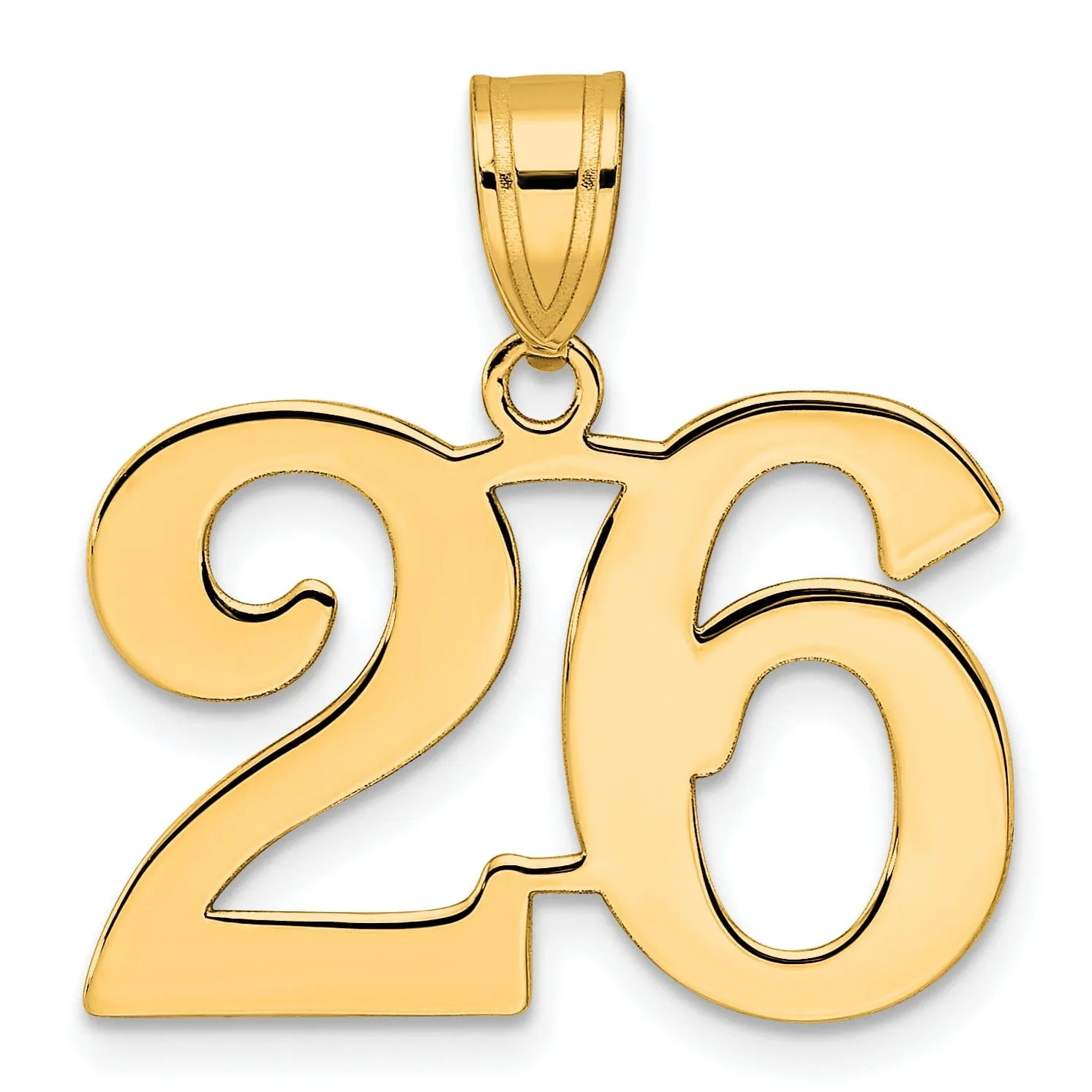 14k Yellow Gold Polished Finish Number 26 Charm Pendant