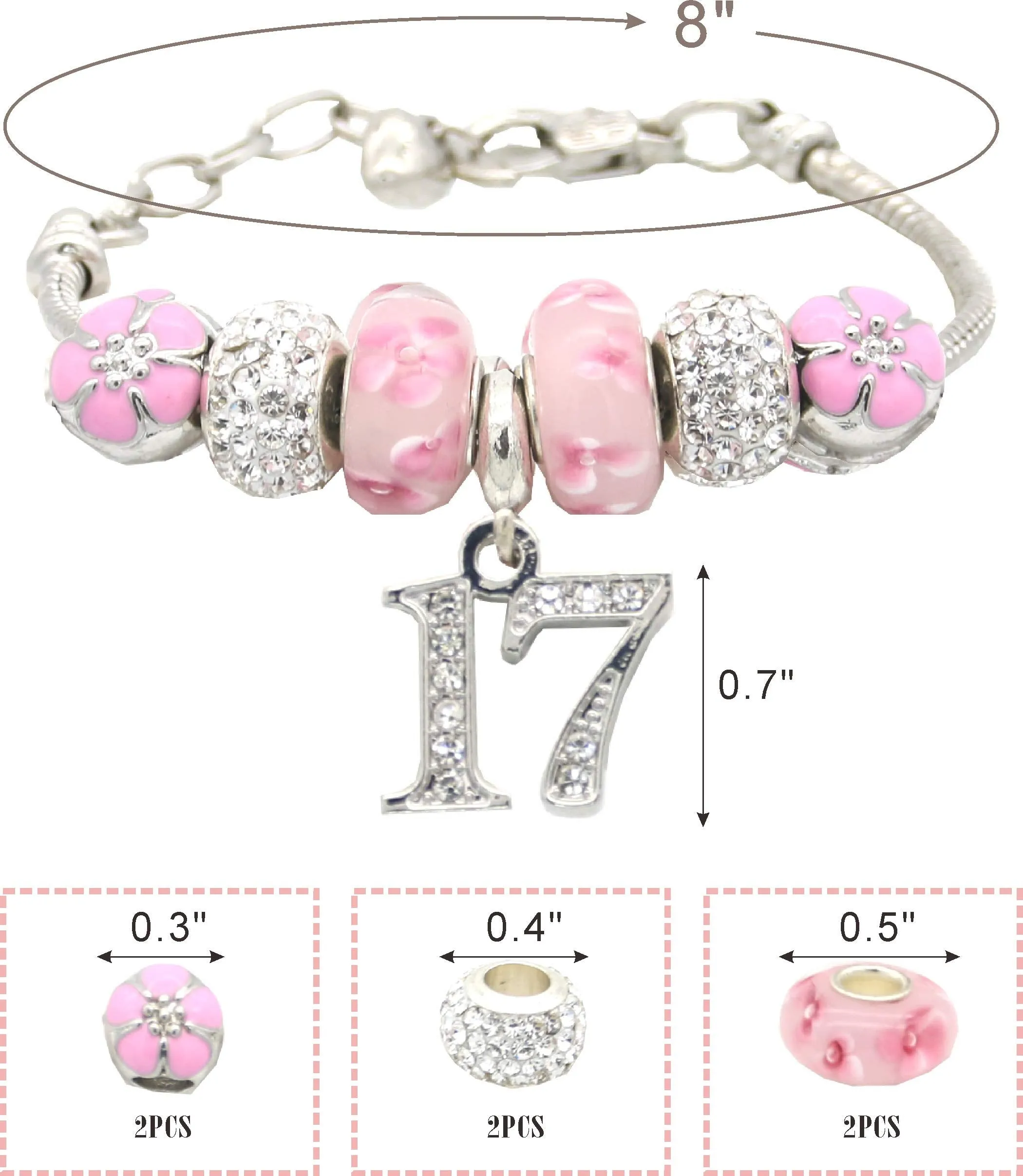 17th Birthday Gifts for Girls, 17th Birthday Charm Bracelet, 17th Birthday Necklace, 17th