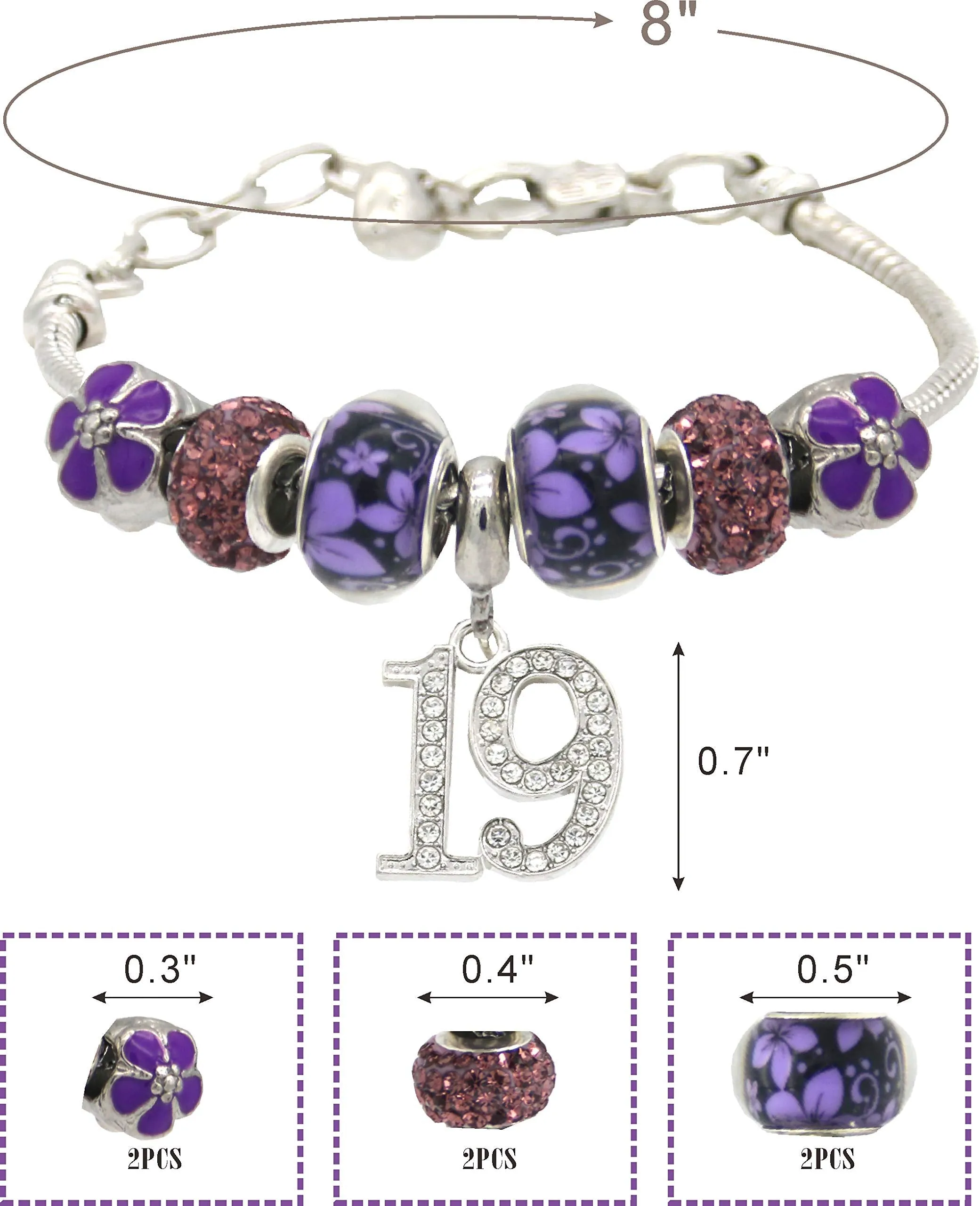 19th Birthday, 19 Year Old Birthday, 19th Birthday Girl, 19th Birthday Bracelet, 19th