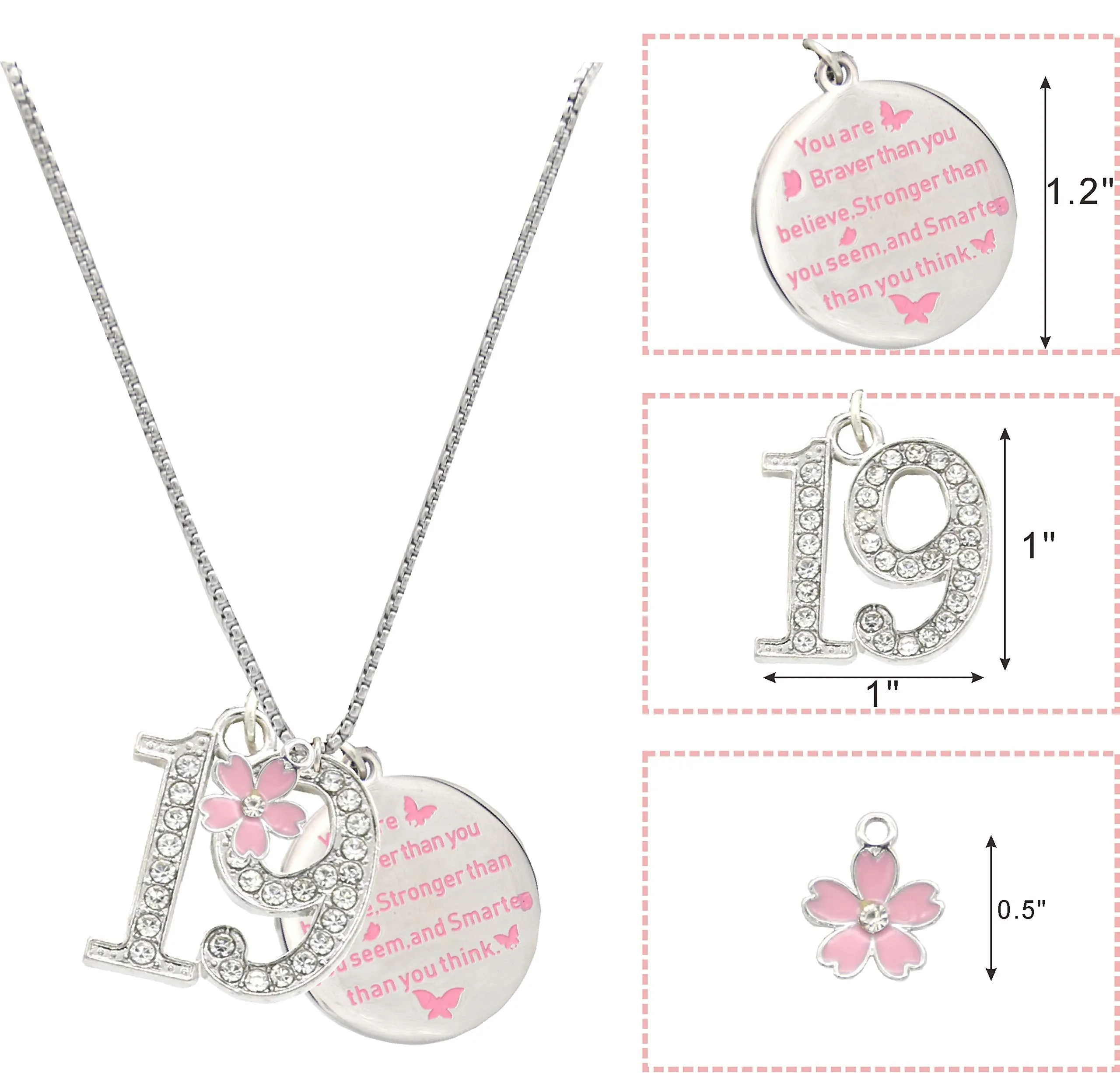 19th Birthday Gifts for Girls, 19th Birthday Charm Bracelet and Necklace, 19th Birthday