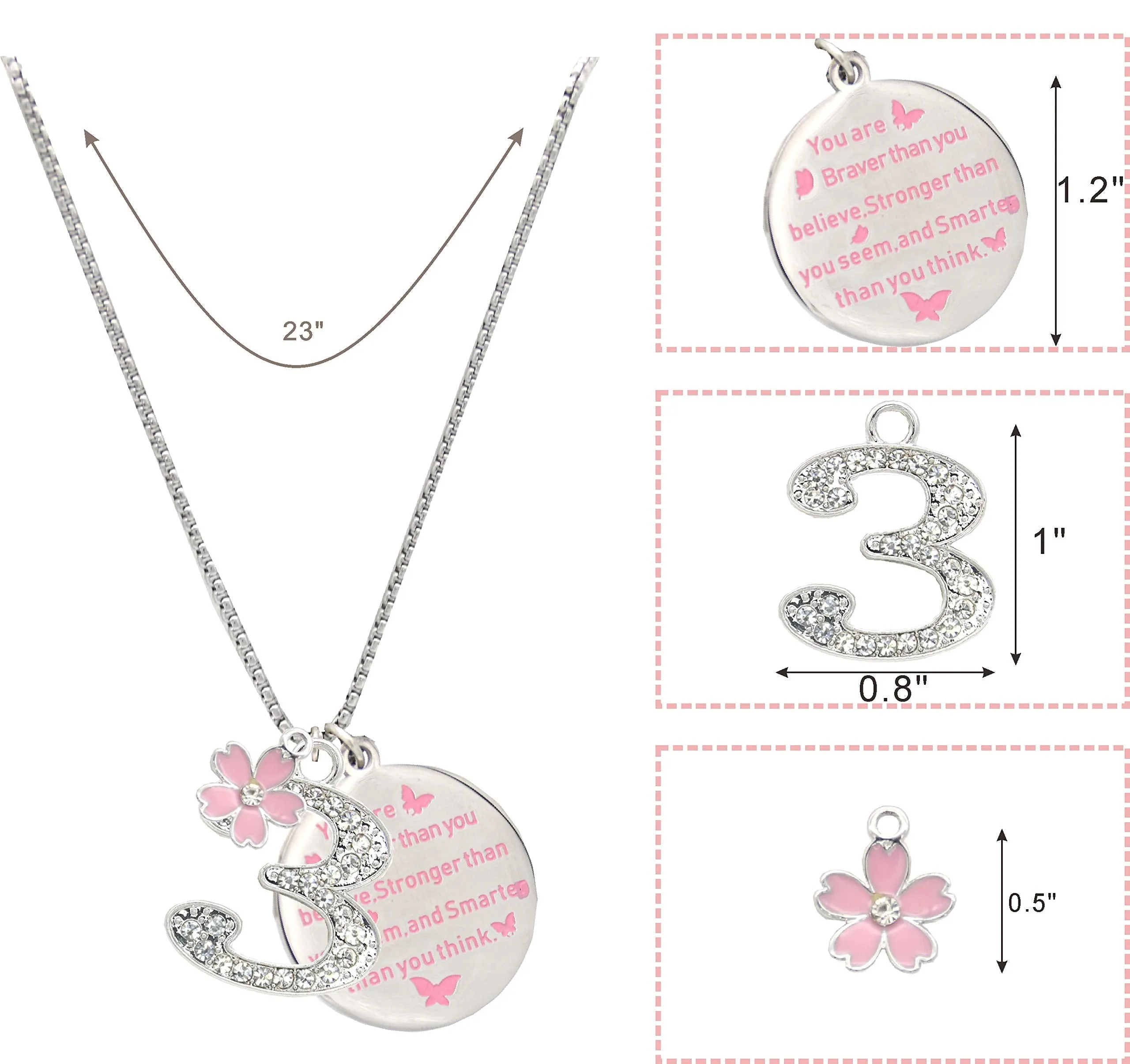 3rd Birthday, 3rd Birthday Gifts for Little Girl, 3rd Birthday Necklace, 3rd Birthday