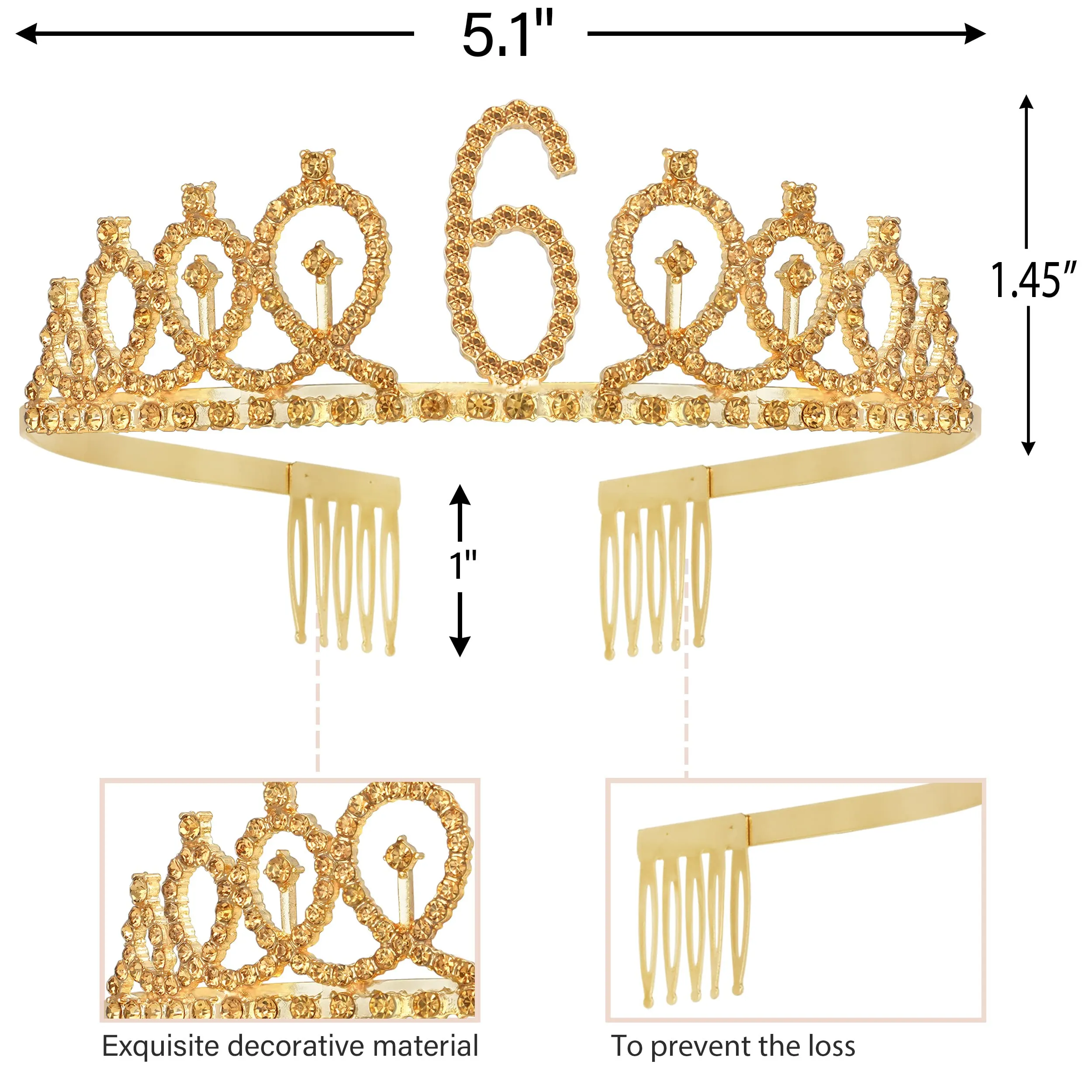 6th Birthday, 6th Birthday Gifts for Girls, 6th Birthday Tiara and Sash Gold, 6th Birthday