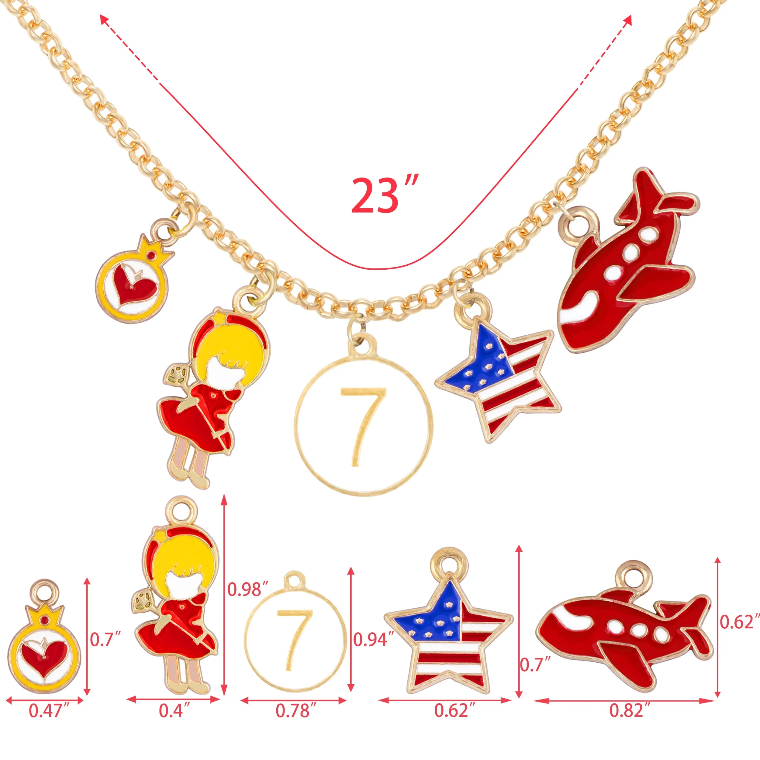 7Th Birthday Gifts For Girls, 7Th Birthday Charm Bracelet, 7Th Birthday Necklace, 7Th