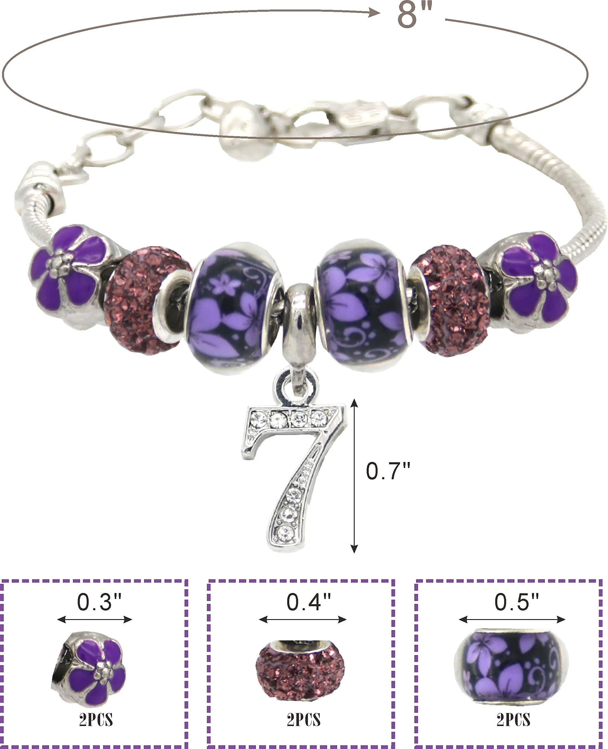 7th Birthday Jewelry, 7 Year Old Birthday, 7th Birthday Girl, 7th Birthday Bracelet, 7th