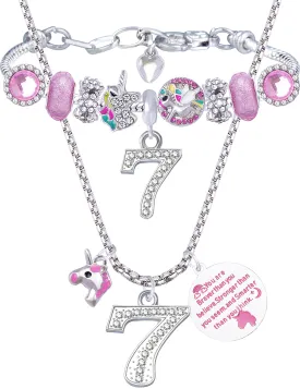 7th Birthday,7th Birthday Gifts for Girls, 7th Birthday Charm Bracelet, 7th Birthday