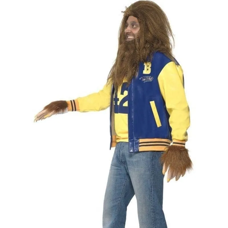 80s Teen Wolf Costume Mens Yellow Blue Letterman Jacket