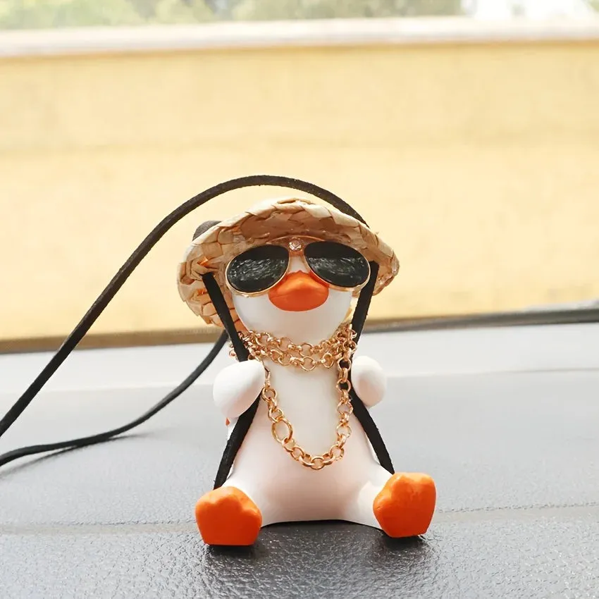 Adorable Anime Little Duck Swing Car Pendant - Cute Car Interior Accessory