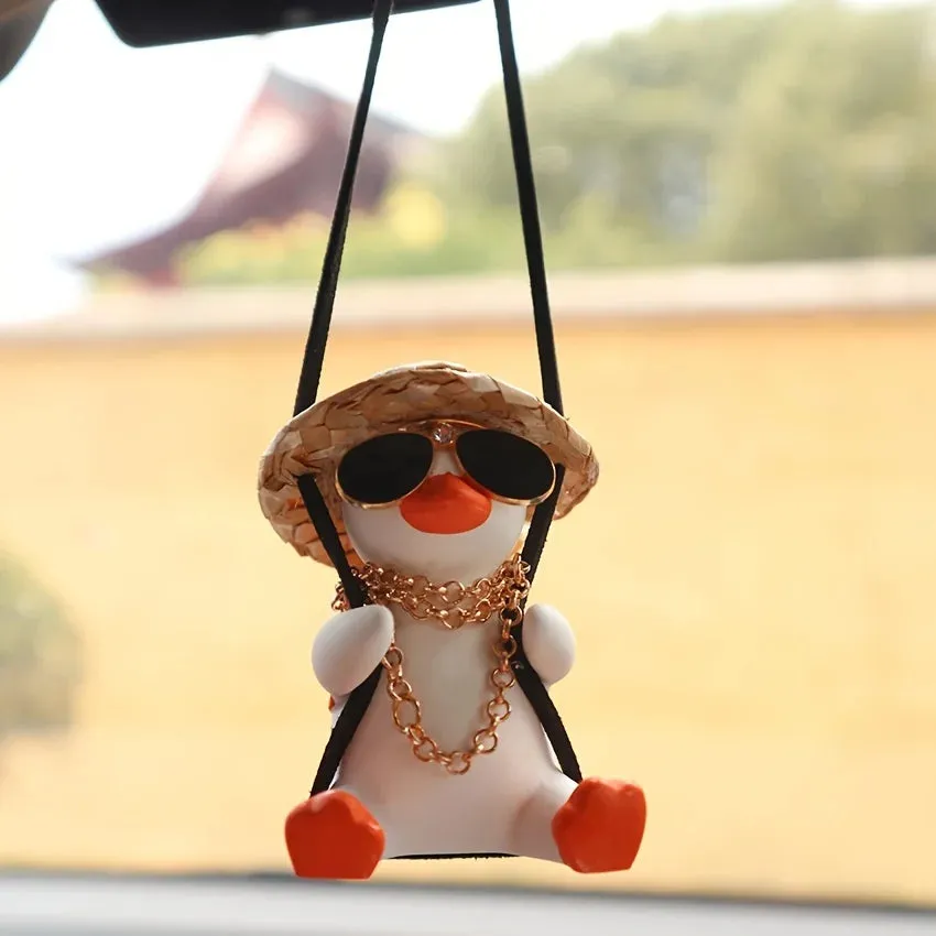 Adorable Anime Little Duck Swing Car Pendant - Cute Car Interior Accessory