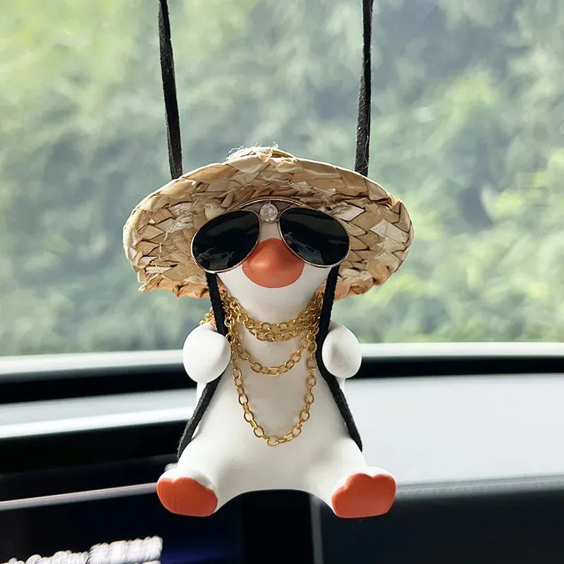 Adorable Anime Little Duck Swing Car Pendant - Cute Car Interior Accessory