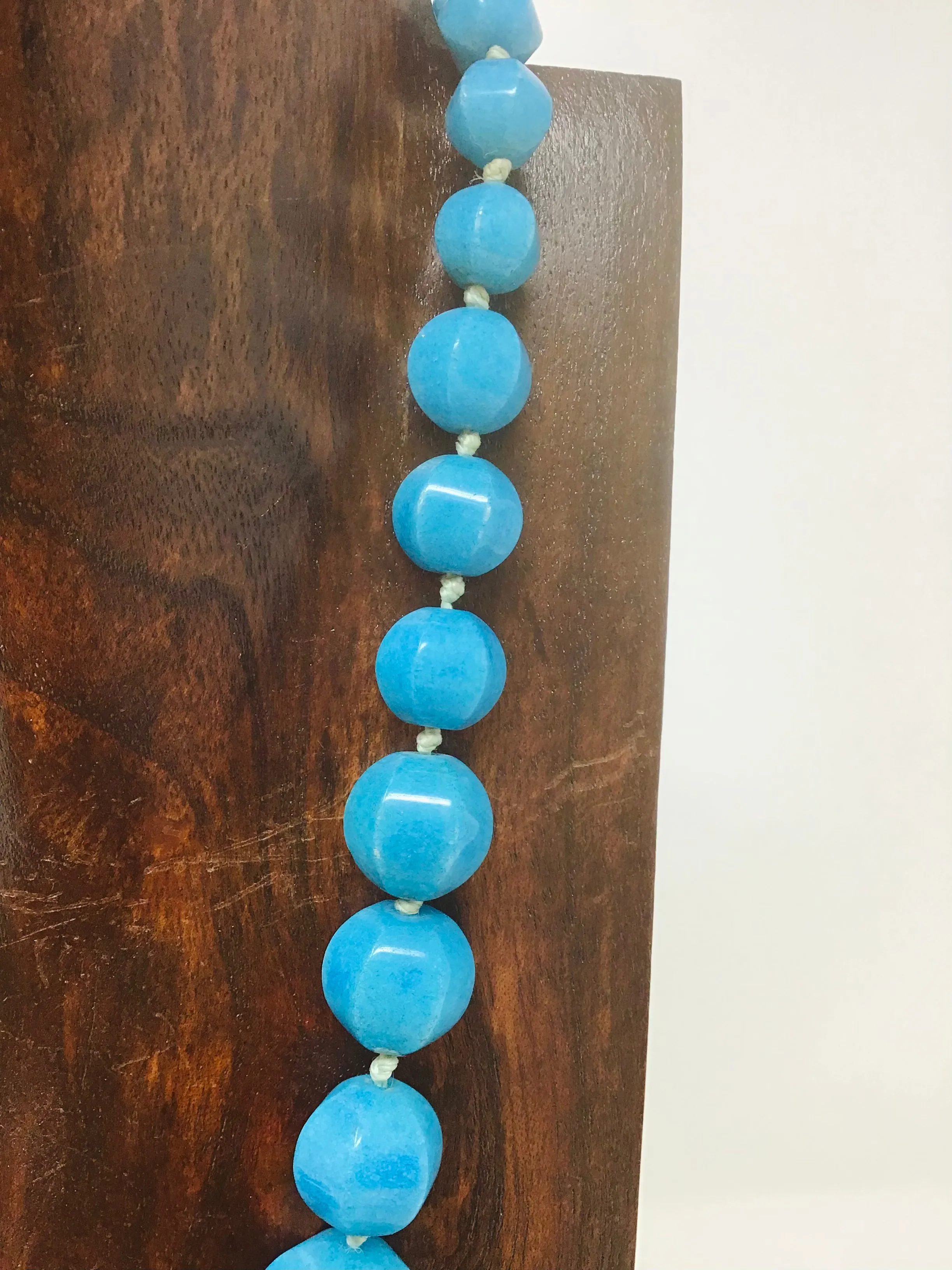 Bevelled Sky Blue Agate Natural stone Necklace