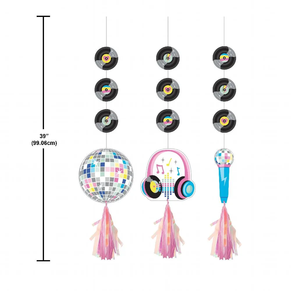 Birthday Beats Hanging Cutouts w/ Tassels (3/Pkg)