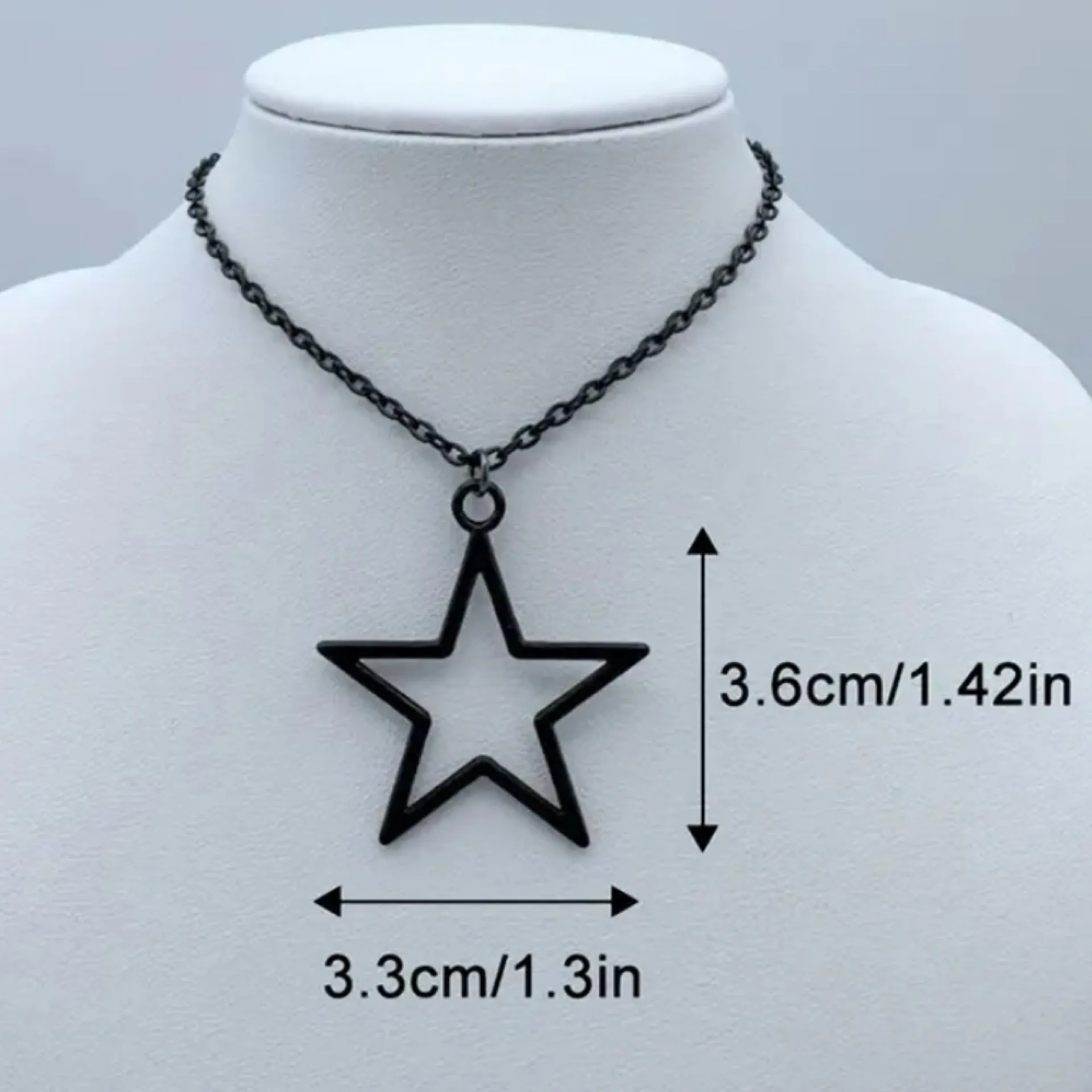 Black Open Star Pendant Necklace