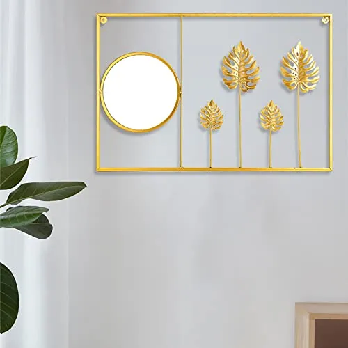 bnf Metal Leaf Wall Art Decorative Mirror Background for Home Living Room Office Monstera Straight