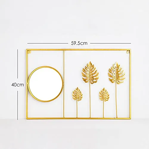 bnf Metal Leaf Wall Art Decorative Mirror Background for Home Living Room Office Monstera Straight