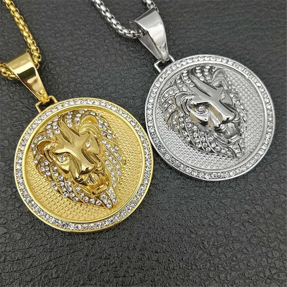 Bold Eye-Catching Lion Head Pendant Necklace