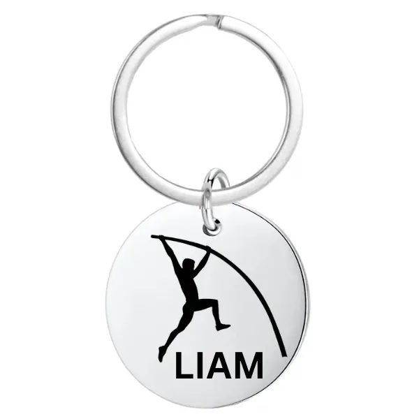 Boys Pole Vault Engraved Keychain