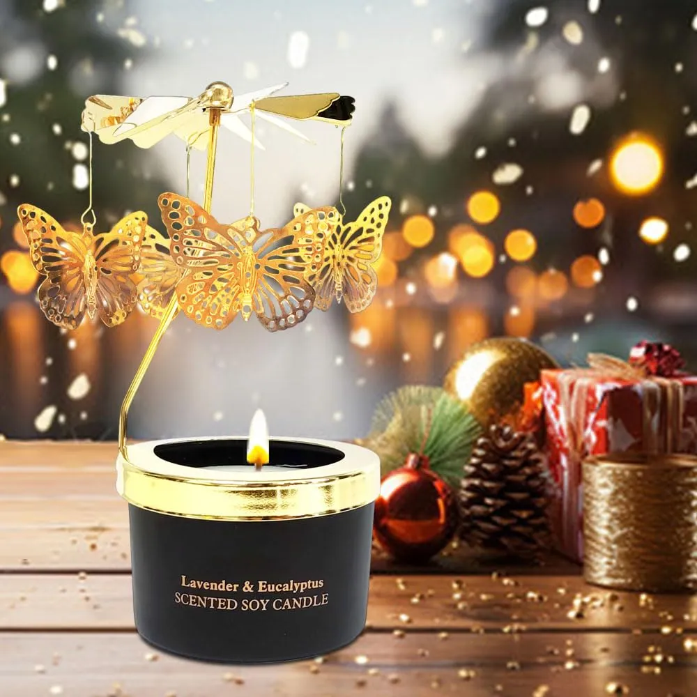 Butterfly Gifts for Women-Unique Birthday, Mother's Day, Friendship Gifts for Mom, Sister and Friends,Rotatable Scented Candles Gifts for Women Who Have Everything,3.5oz.