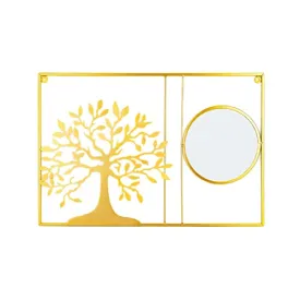 CALANDIS® Metal Leaf Wall Art Decorative Mirror Background for Home Living Room Office Tree | 1 Metal Wall Decor 1 Mirror