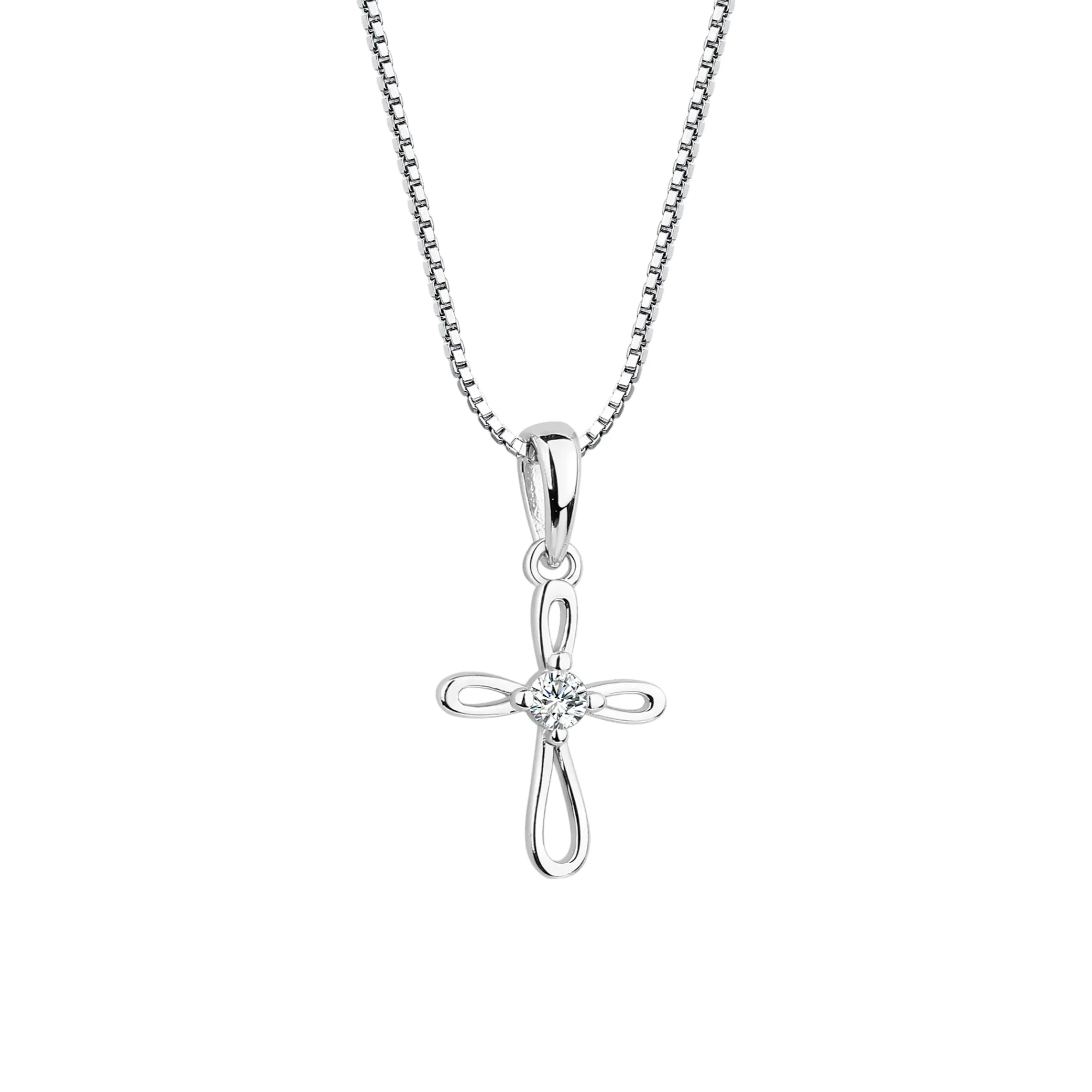 Cherished Moments Sterling Silver Infinity Cross 14" Necklace