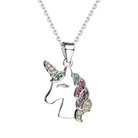 Cherished Moments Sterling Silver Rainbow Unicorn Necklace