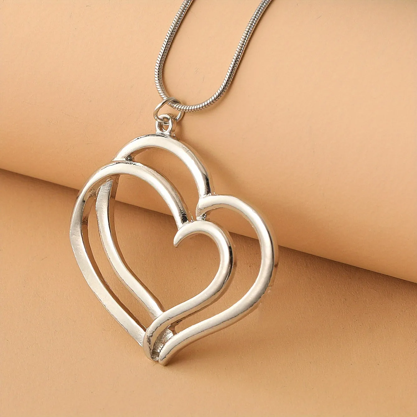 Chic Double Heart Pendant Necklace  Perfect Gift for Her