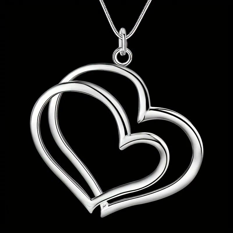 Chic Double Heart Pendant Necklace  Perfect Gift for Her