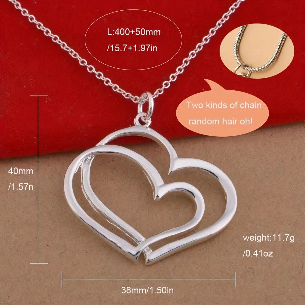 Chic Double Heart Pendant Necklace  Perfect Gift for Her