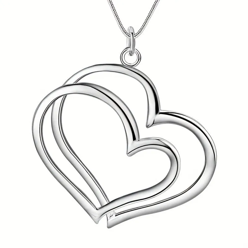 Chic Double Heart Pendant Necklace  Perfect Gift for Her