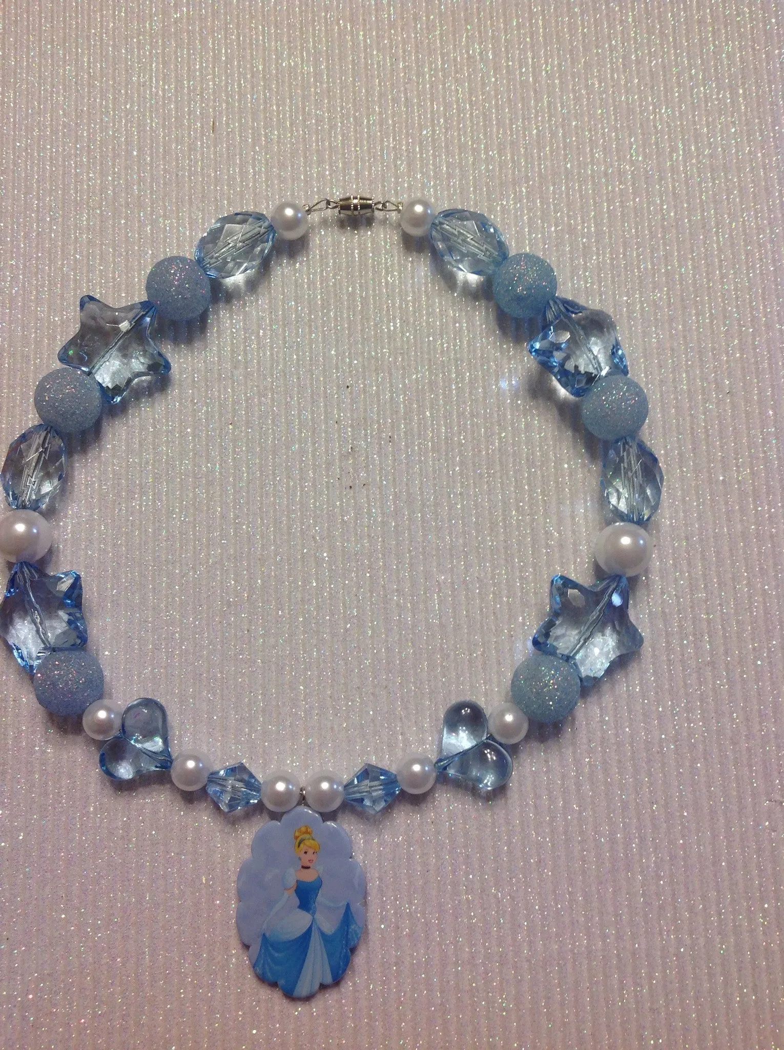 Cinderella beaded  pendant necklace