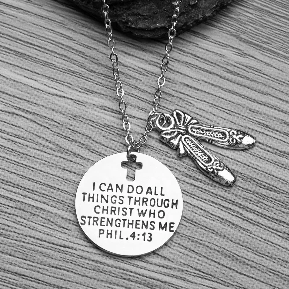 Dance Christian I Can Do All Things Through Christ Who Strengthens Me Necklace