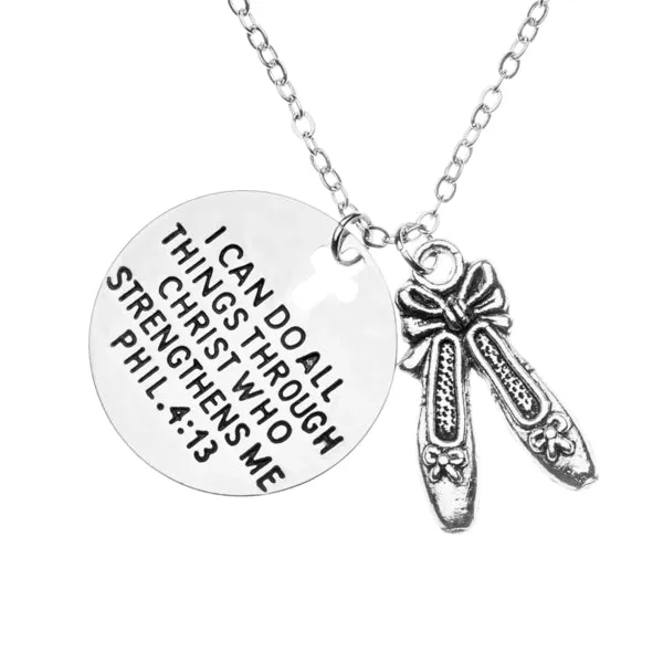 Dance Christian I Can Do All Things Through Christ Who Strengthens Me Necklace