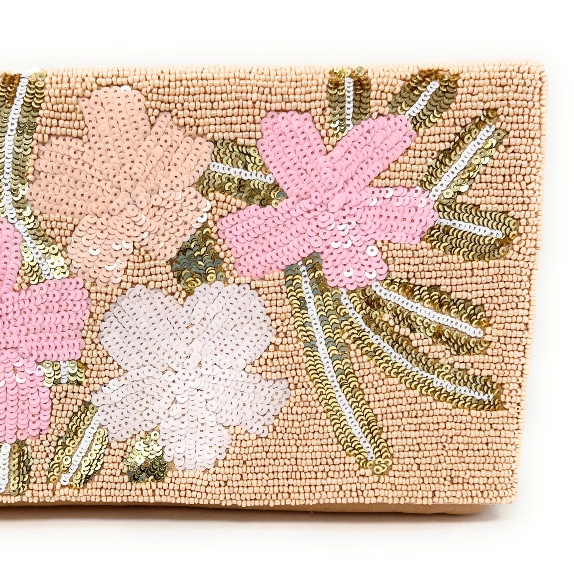 Delilah Beaded Clutch Purse - Blush