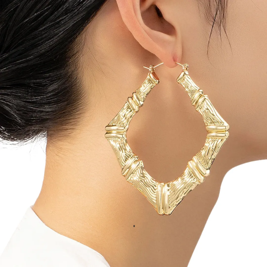 Diamond-Shaped Bamboo Earrings