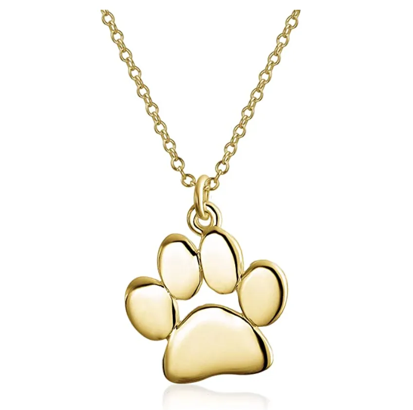 Dog Paw Pendant Dog Paw Print Necklace Jewelry Dog Chain Puppy Birthday Gift Rose Gold 925 Sterling Silver 18in.