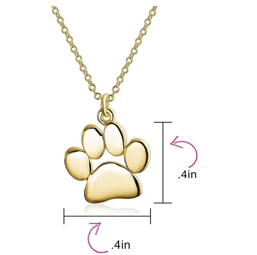 Dog Paw Pendant Dog Paw Print Necklace Jewelry Dog Chain Puppy Birthday Gift Rose Gold 925 Sterling Silver 18in.