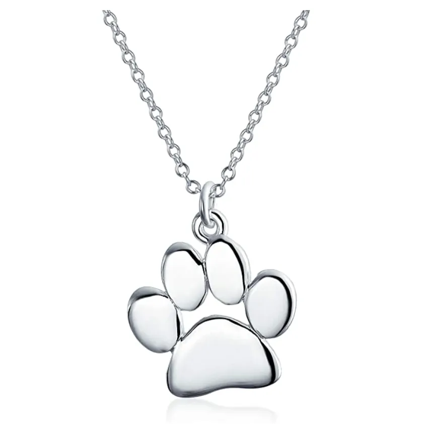 Dog Paw Pendant Dog Paw Print Necklace Jewelry Dog Chain Puppy Birthday Gift Rose Gold 925 Sterling Silver 18in.