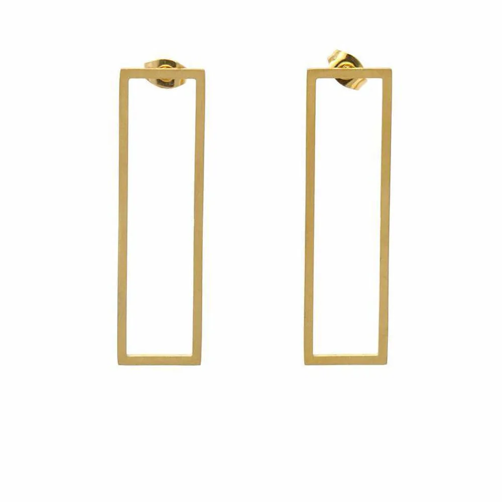 Earrings 18k Gold Plate Stainless Steel Rectangle Studs