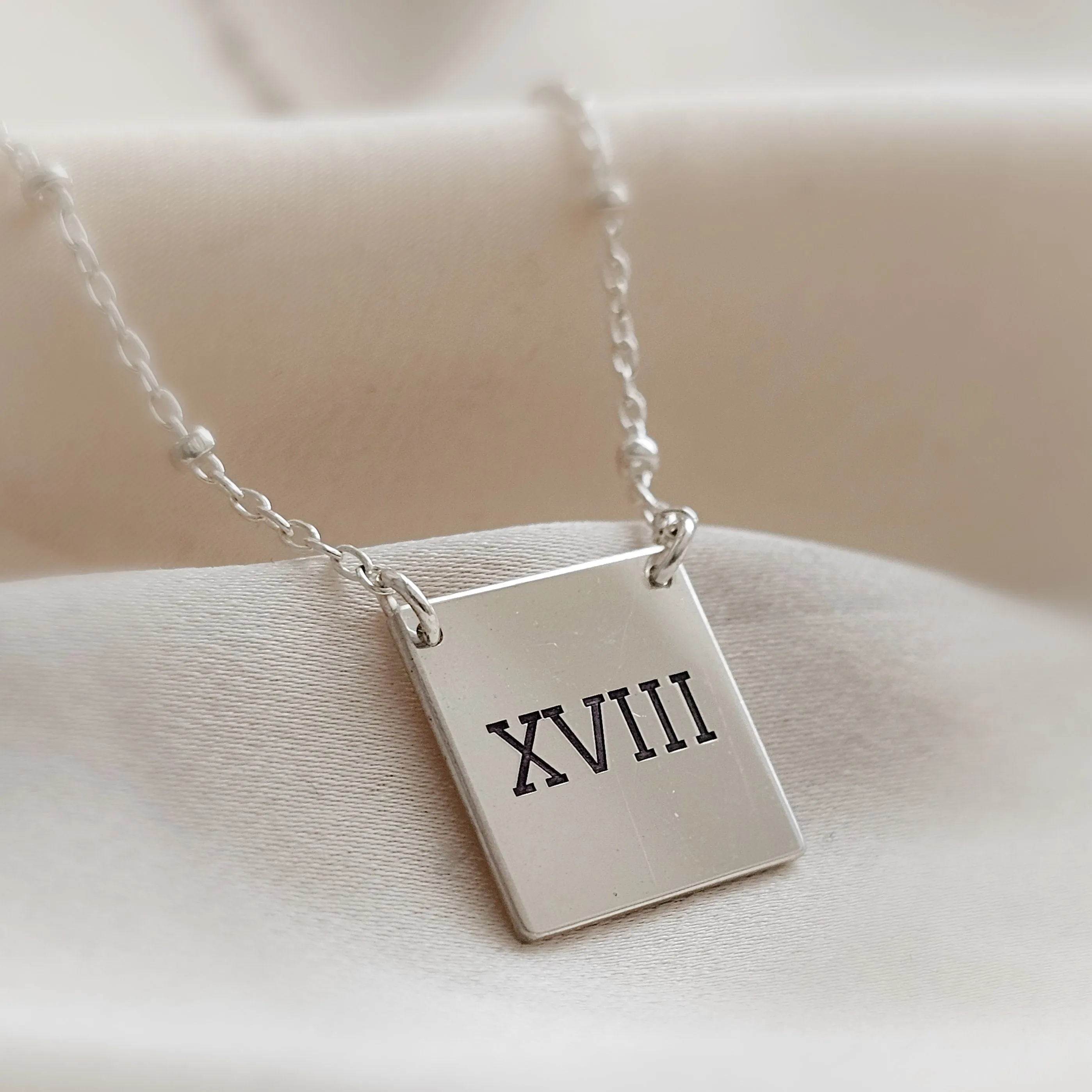 Engraved "18" Necklace in Roman Numerals