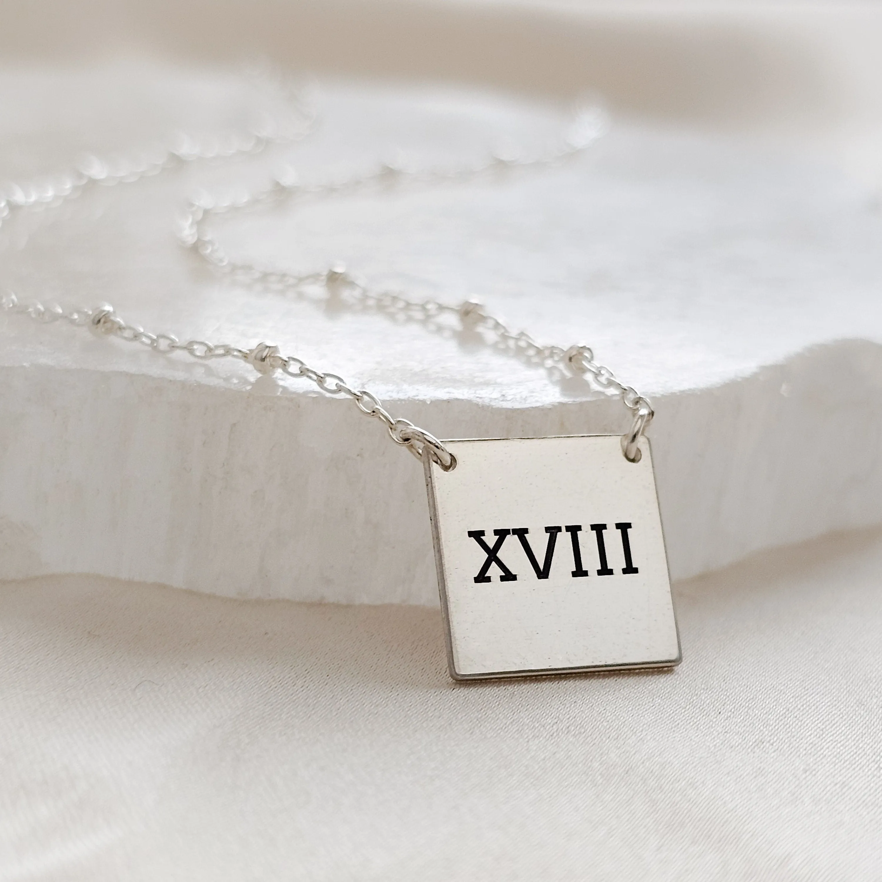 Engraved "18" Necklace in Roman Numerals