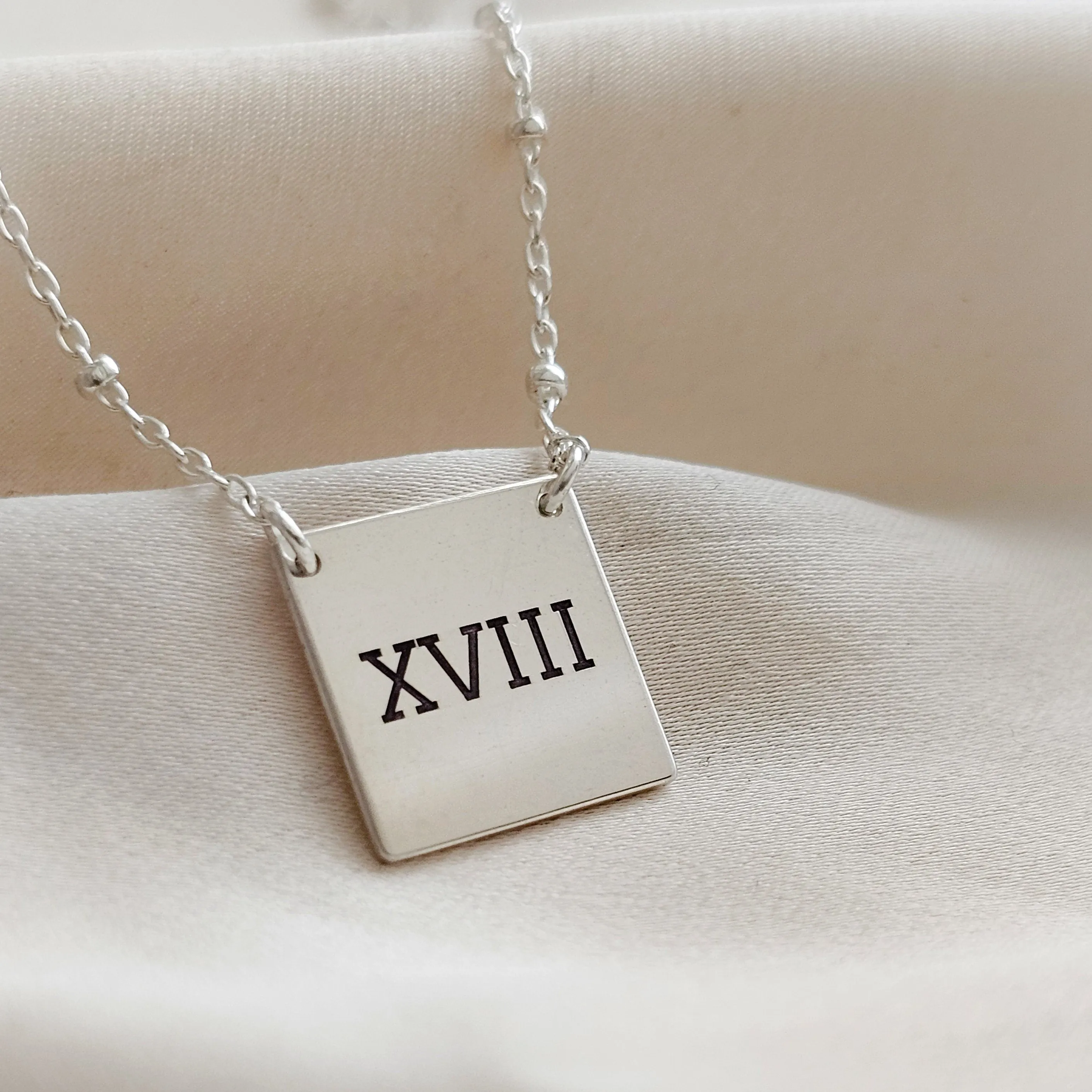 Engraved "18" Necklace in Roman Numerals