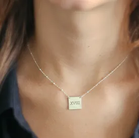 Engraved "18" Necklace in Roman Numerals