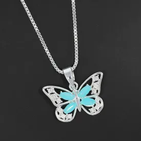 Equilibrium Blue Moonstone Butterfly Necklace